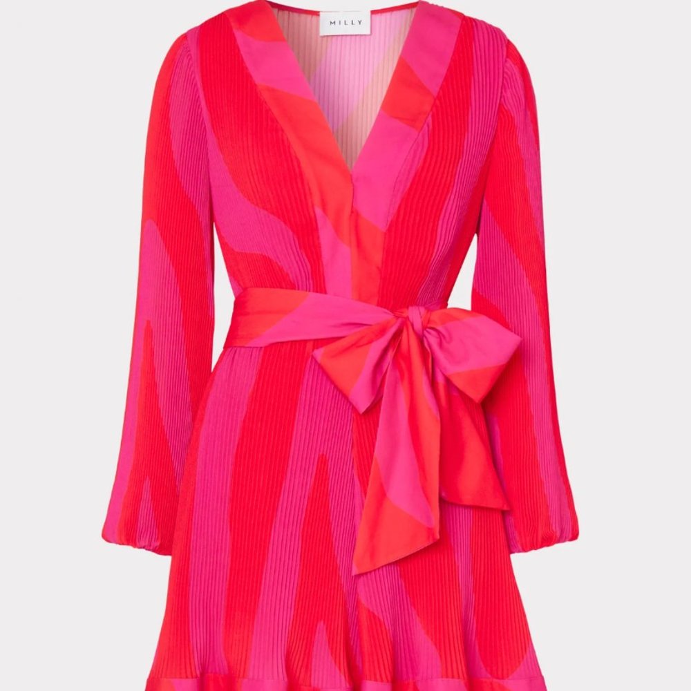 Milly Liv Zebra Pleated Dress